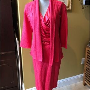 St John 3pc Hot Pink Knit Skirt Suit sz 8
